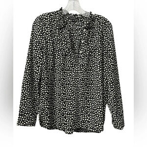 J.Crew Mercantile Carrera blouse black white hearts size 2 Business Wear